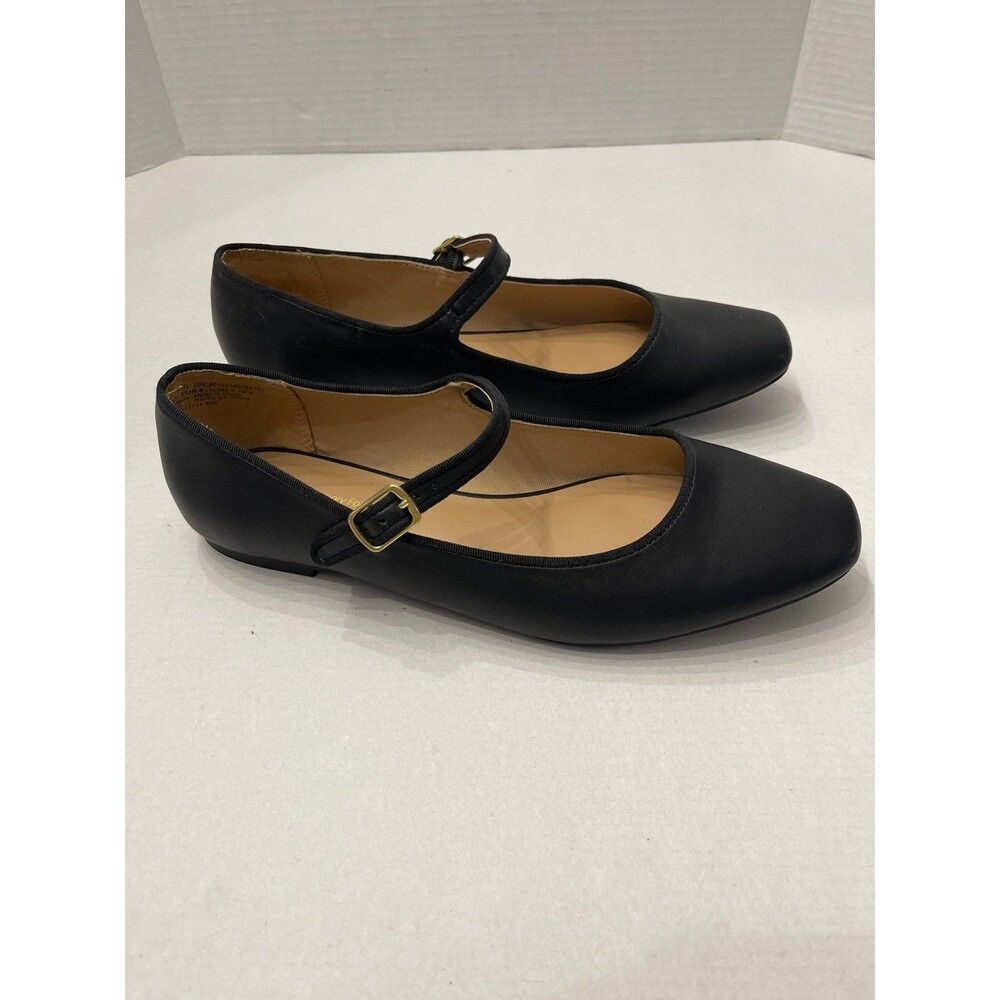 Time and Tru Women's Faux Leather Mary Jane Flats Black Size 9 1/2